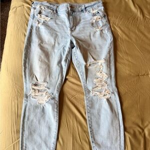American Eagle Outfitters Light Blue Ripped Skinny Jeans